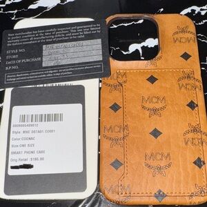 MCM iPhone 14 Pro Cognac and Black Phone Case